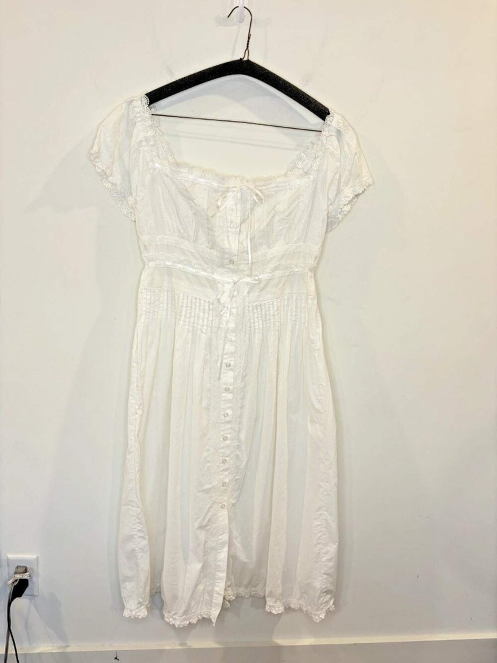 NWT Caroline Constas White Lace Cotton Midi Dress M Cottagecore Boho Milkmaid - Picture 3 of 16